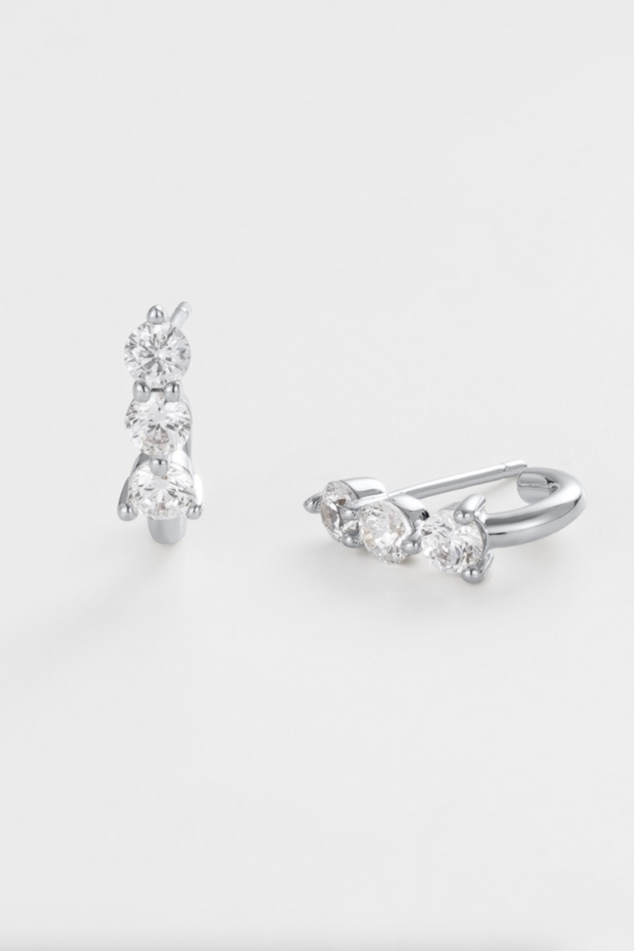 Zafino Mara Crystal Huggie Earrings Silver | Women's Jewellery | Gretel Lane