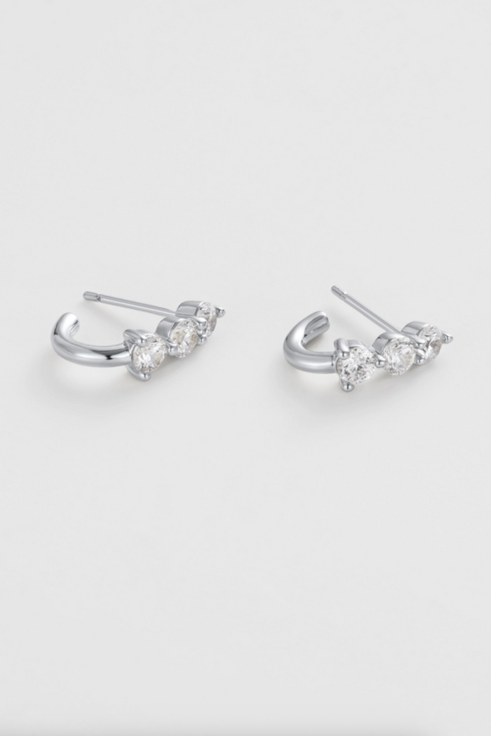 Zafino Mara Crystal Huggie Earrings Silver | Women's Jewellery | Gretel Lane