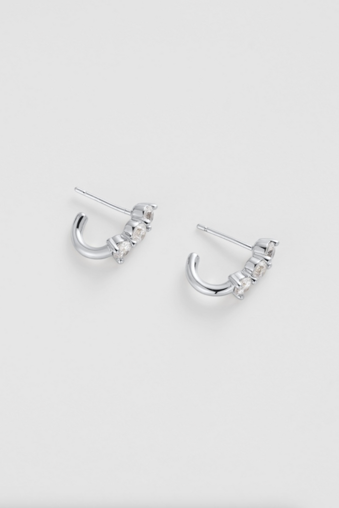 Zafino Mara Crystal Huggie Earrings Silver | Women's Jewellery | Gretel Lane