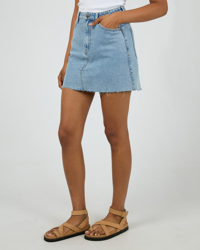 high-waisted women's denim mini skirt