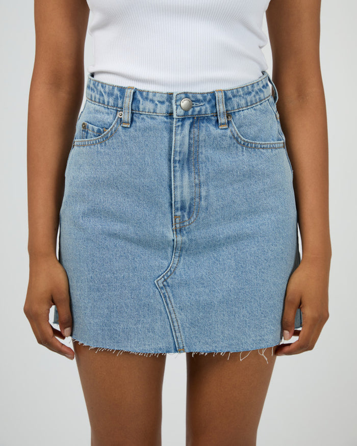 Women's light blue denim mini skirt