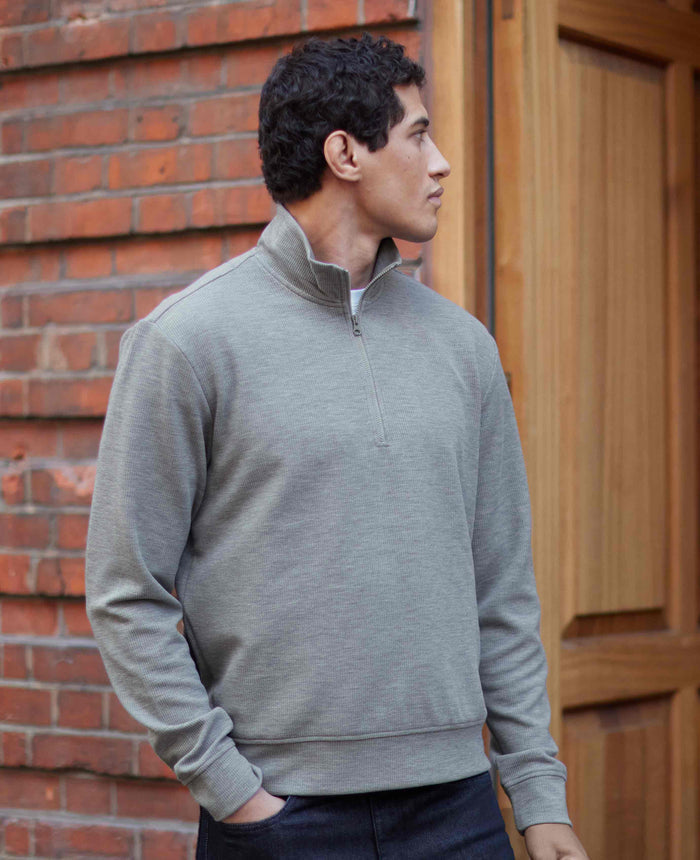Men's Marl Grey Sweat Wicking Half-Zip Active Sweatshirt model shot
