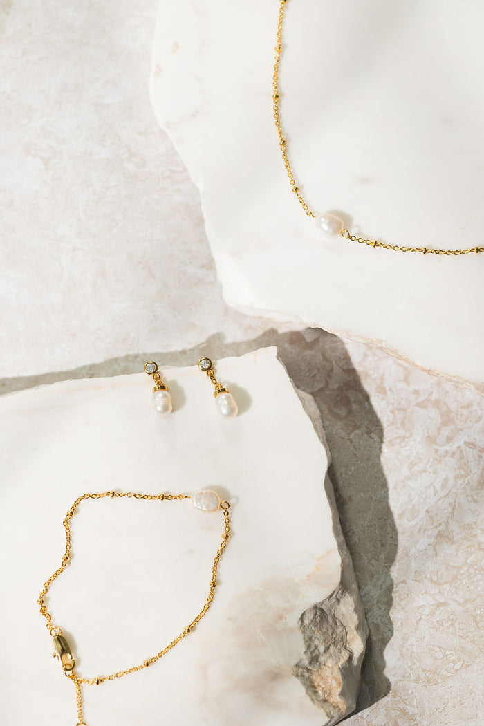 Liberté Gold Bracelet with Pearl | Gretel Lane | Womens Jewellery