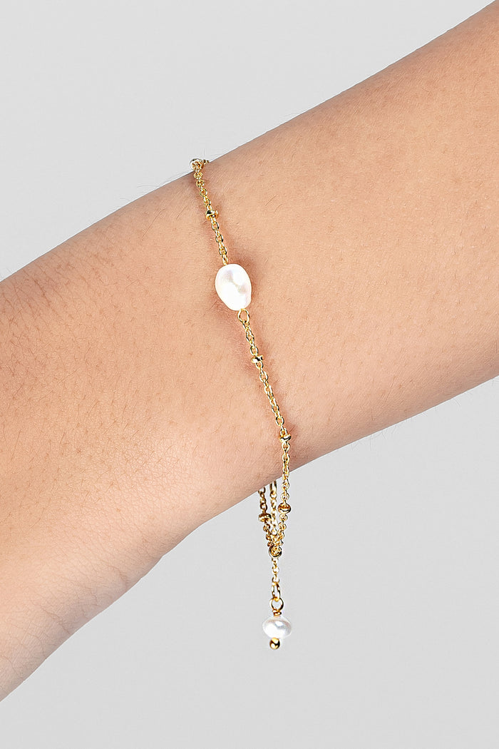 Liberté Gold Bracelet with Pearl | Gretel Lane | Womens Jewellery