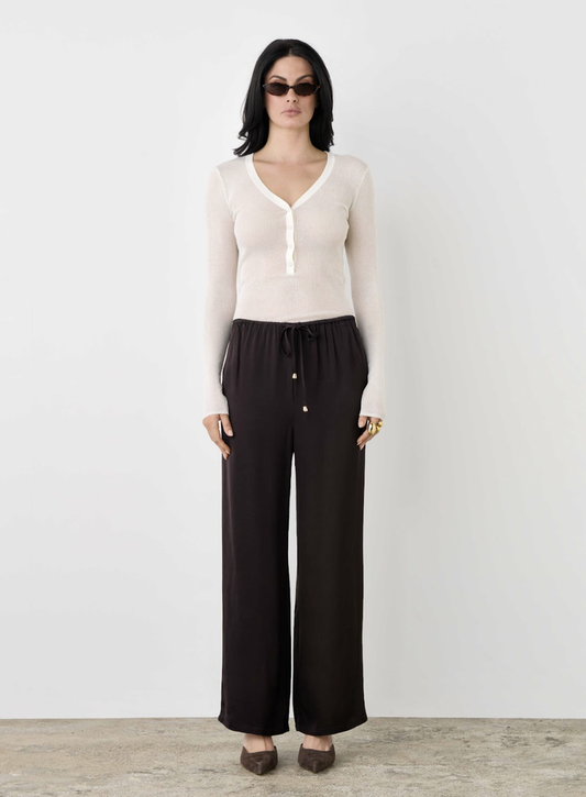 Esmaee Mercer Relaxed Full Length Pant Dark Chocolate | Women's Clothing | Gretel Lane