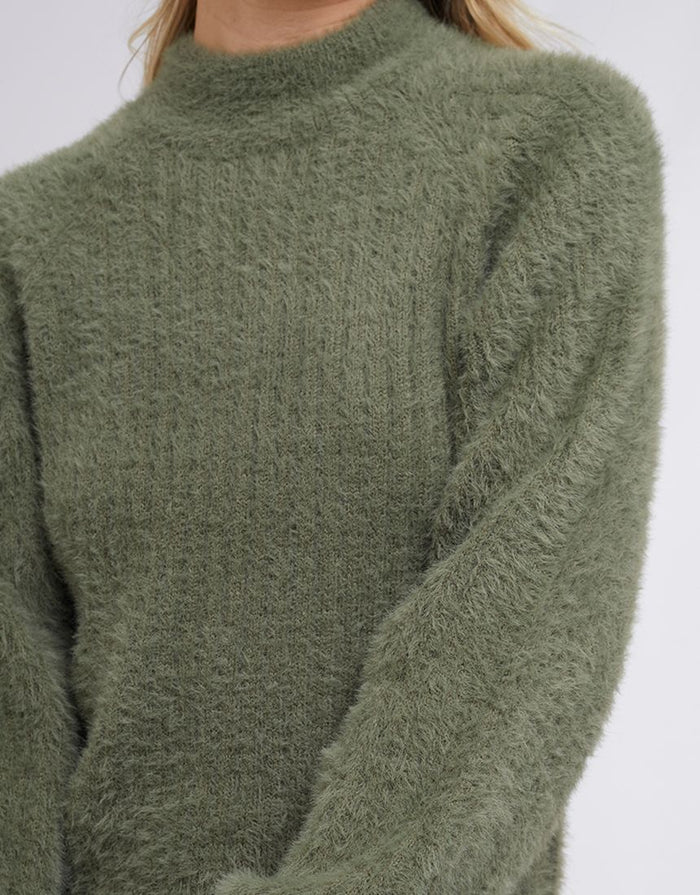 Women's khaki knit sweater with long sleeves