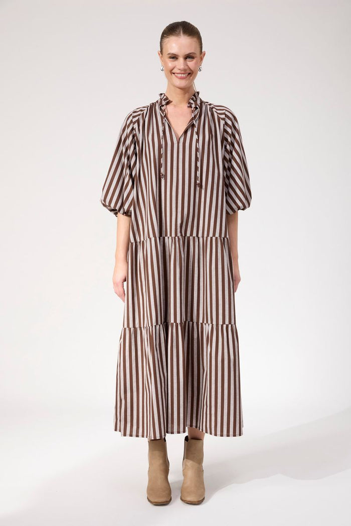 Haven Women's Brown Monterosa Stripe Maxi Dress | Gretel Lane