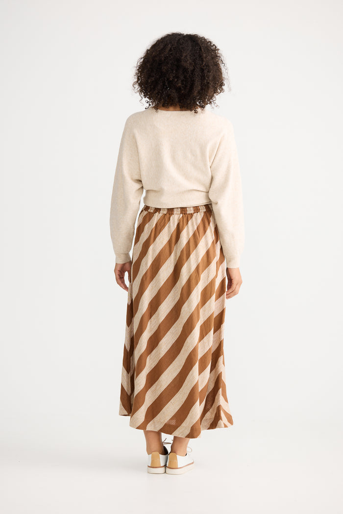 The Shanty Corporation Nadia Midi Skirt in Tan Stripe | Women's Clothing | Gretel Lane