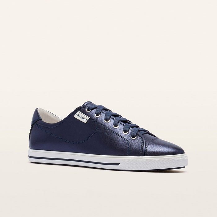 Navy Metallic Women's Leather Sneaker | Gretel Lane