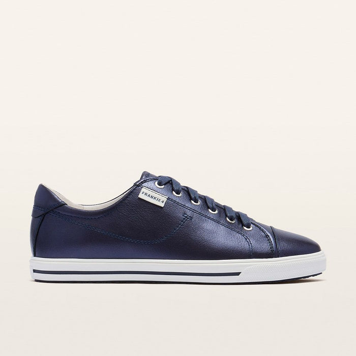 Navy Metallic Women's Leather Sneaker | Gretel Lane