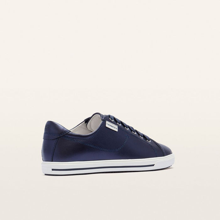 Navy Metallic Women's Leather Sneaker | Gretel Lane