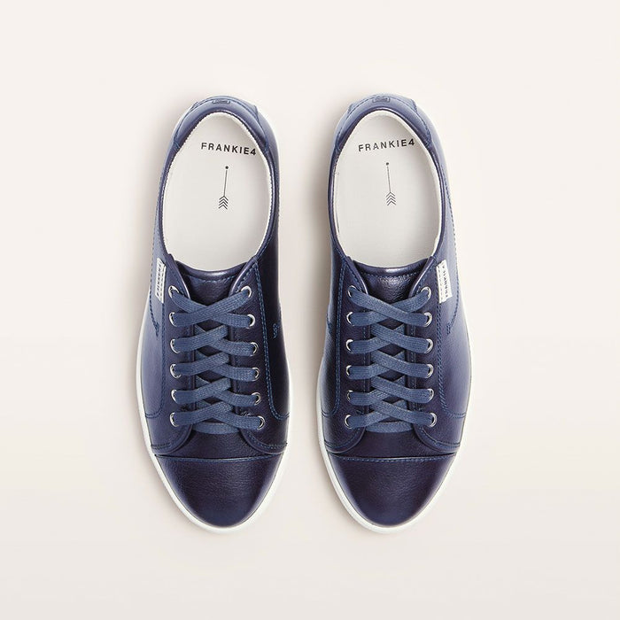 Navy Metallic Women's Leather Sneaker | Gretel Lane