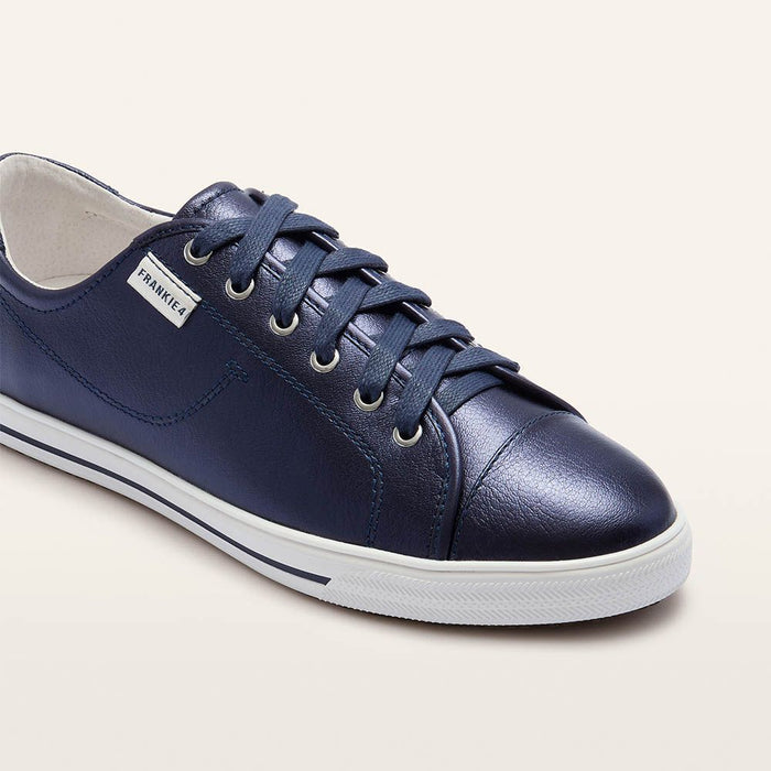 Navy Metallic Women's Leather Sneaker | Gretel Lane
