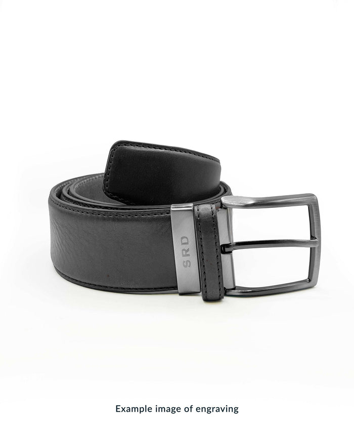 Men's Navy And Black Leather Reversible Belt rolled