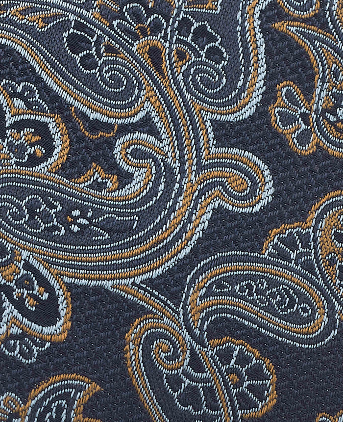 Men's Navy Paisley Pattern Silk Tie fabric detail
