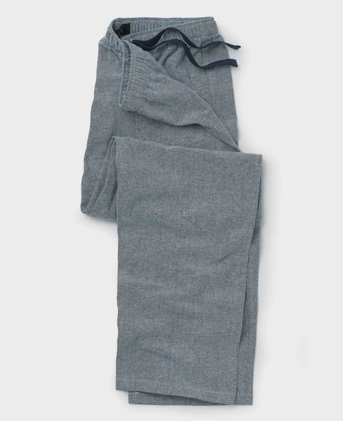 Men's Navy Brushed Cotton Twill Herringbone Lounge Pants mannequin shot