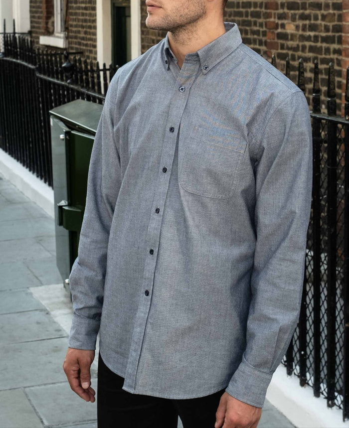 Navy Classic Fit Chambray Oxford Shirt