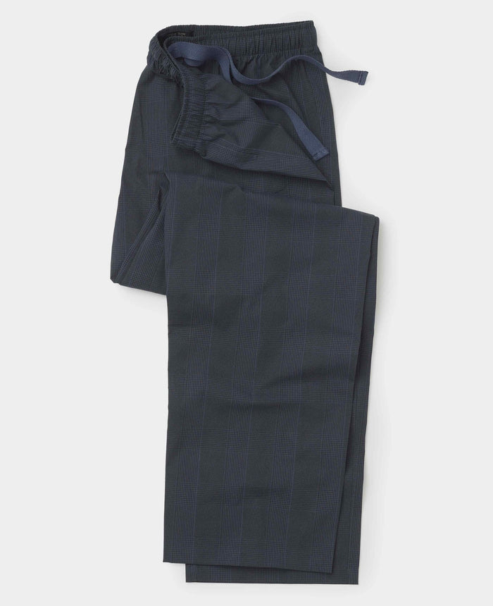Men's Navy Cotton Check Lounge Pants folded