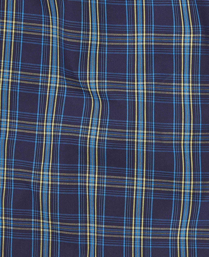 Men's Navy Cotton Check Pyjamas fabric detail