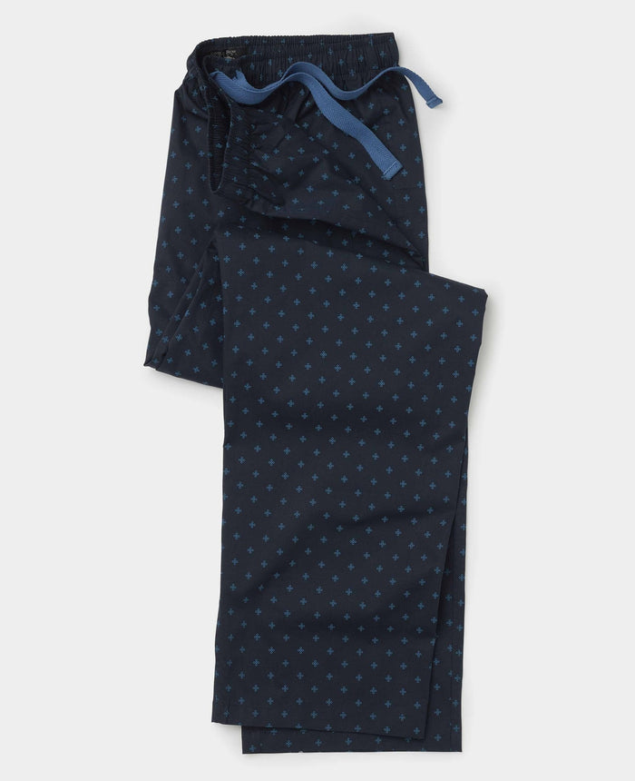Men's Navy Cotton Cross Printed Lounge Pants folded