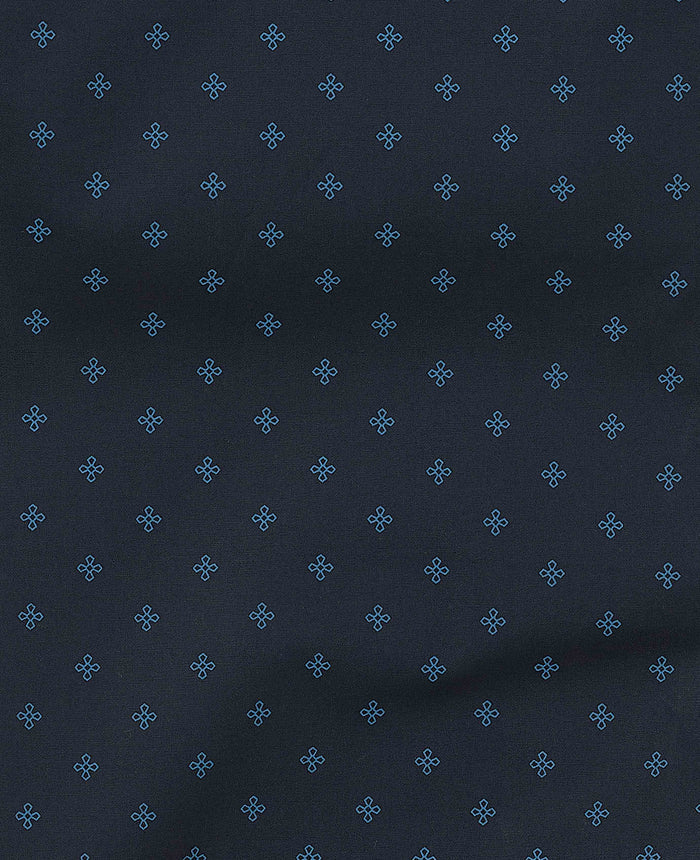 Men's Navy Cotton Cross Printed Lounge Pants fabric detail
