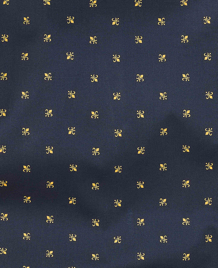 Men's Navy Cotton Fleur De Lys Lounge Pants fabric detail