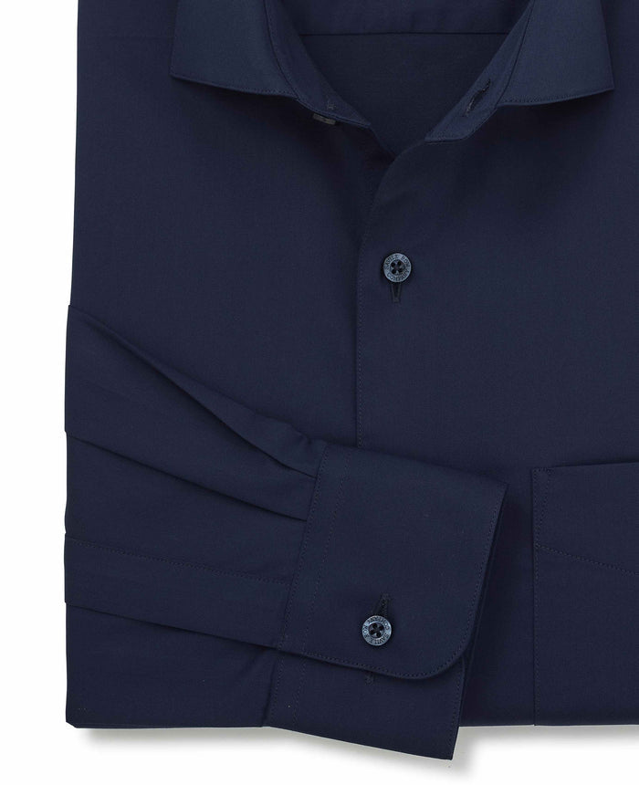 Men's Navy Cotton Twill Classic Fit Formal Shirt With Single Cuffs sleeve detail