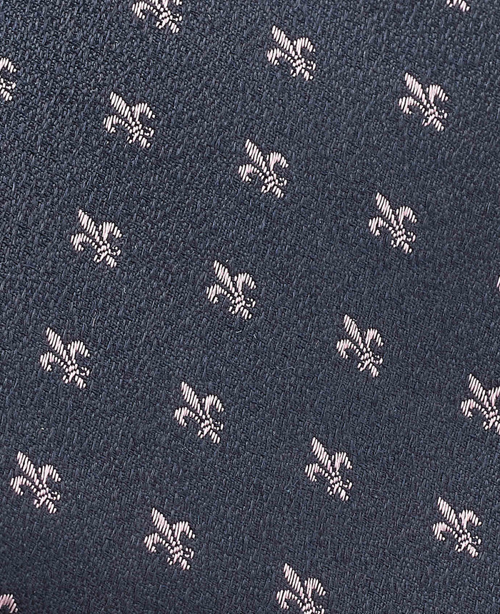 Men's Navy Fleur De Lys Silk Tie fabric detail