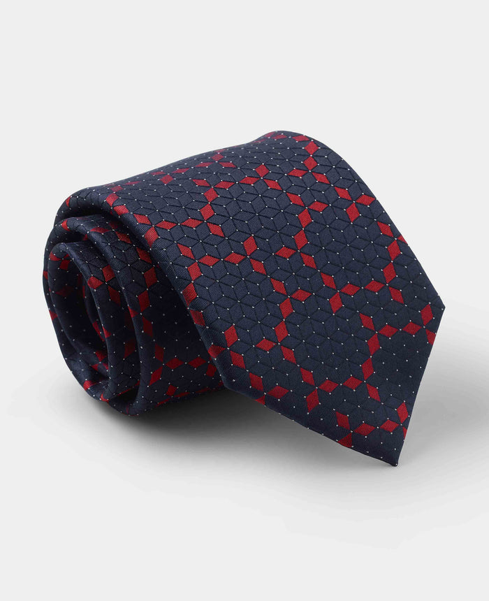 Men's Navy Foulard Silk Tie rolled up