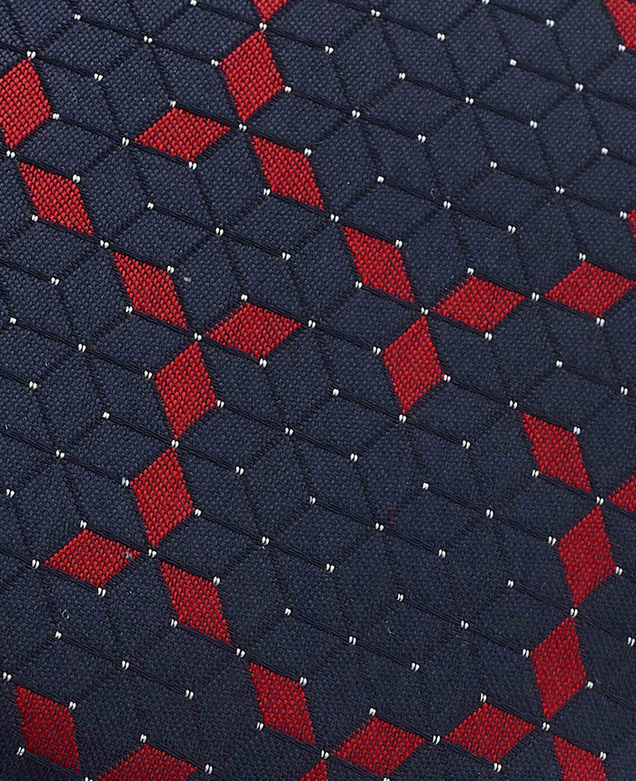 Men's Navy Foulard Silk Tie fabric detail