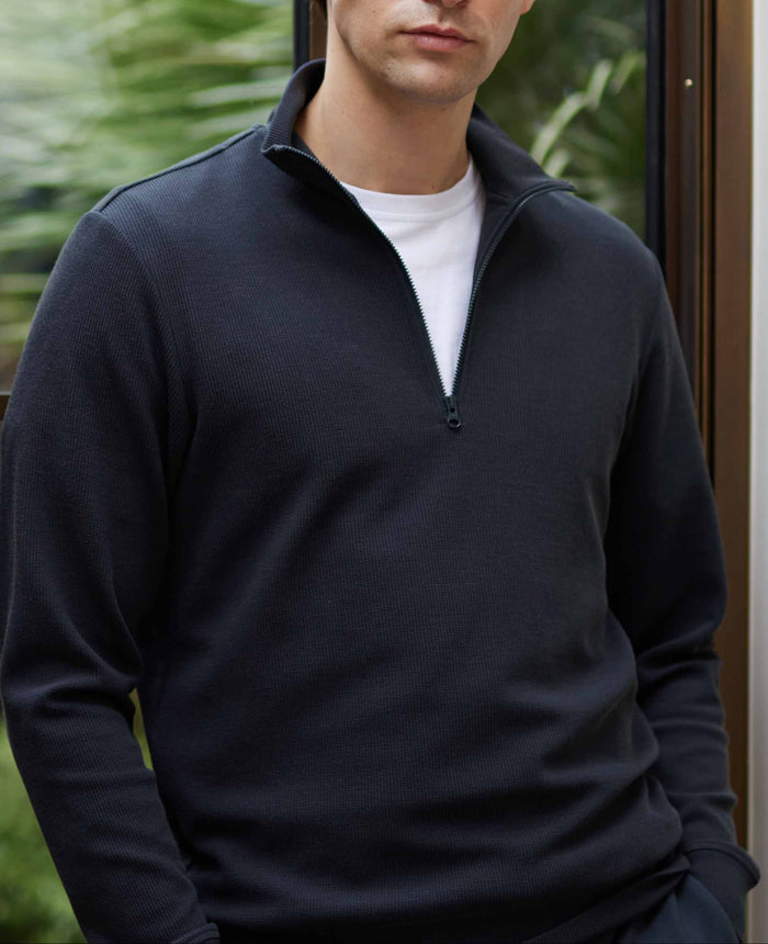 Men's Navy Sweat Wicking Half-Zip Active Sweatshirt