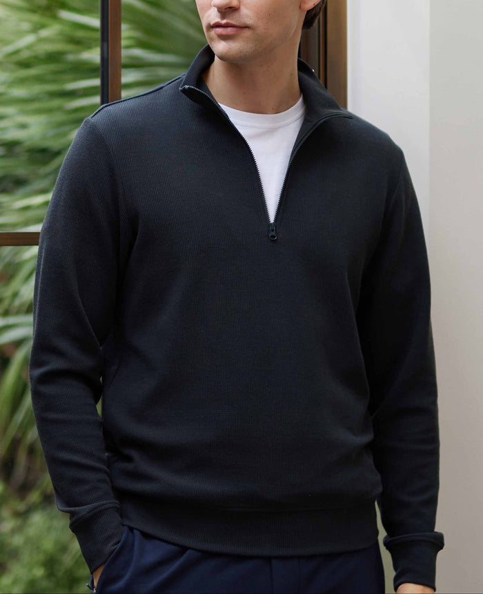 SRW Active Navy Sweat Wicking Half-Zip Sweatshirt