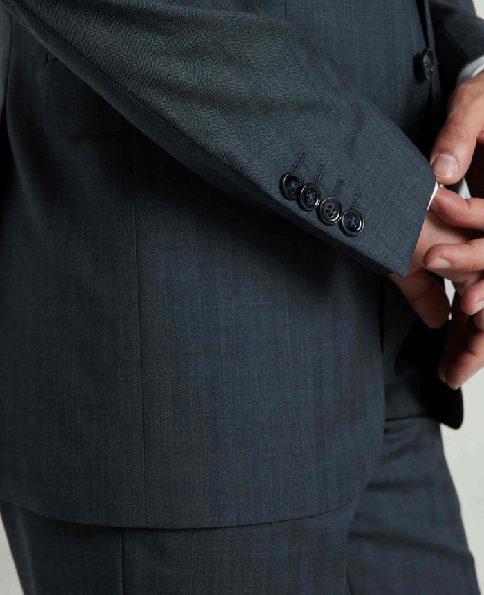 Men's Wool-Blend Suit In Navy Herringbone - One Size model shot