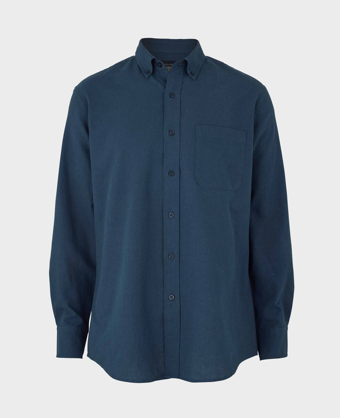 Men's Navy Linen Cotton Classic Fit Button-Down Casual Shirt mannequin