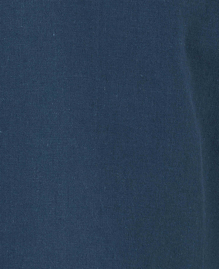 Men's Navy Linen Cotton Classic Fit Button-Down Casual Shirt fabric detail