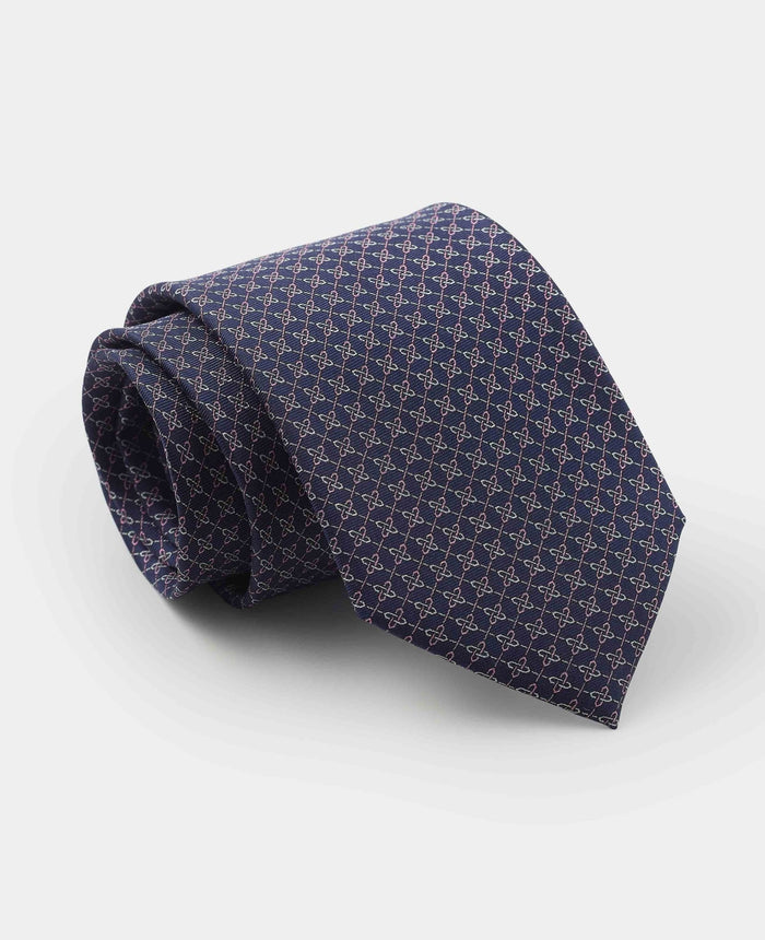 Men's Navy Link Print Silk Tie