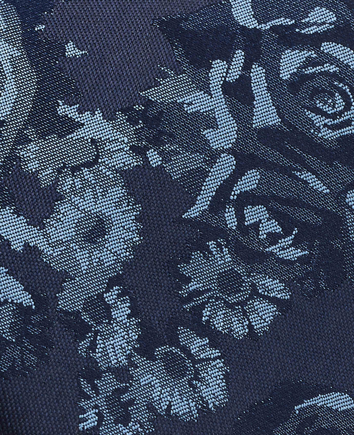 Men's Navy Rose Silk Tie fabric detail