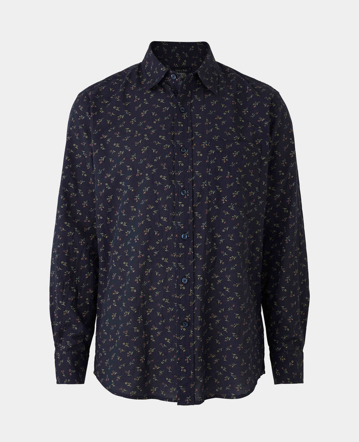 Men's Blue Stretch Cotton Classic Fit Floral Casual Shirt  mannequin
