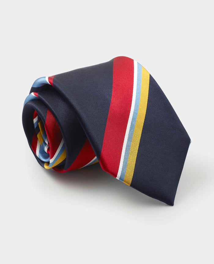 Men's Navy Variegated Stripe Silk Tie
