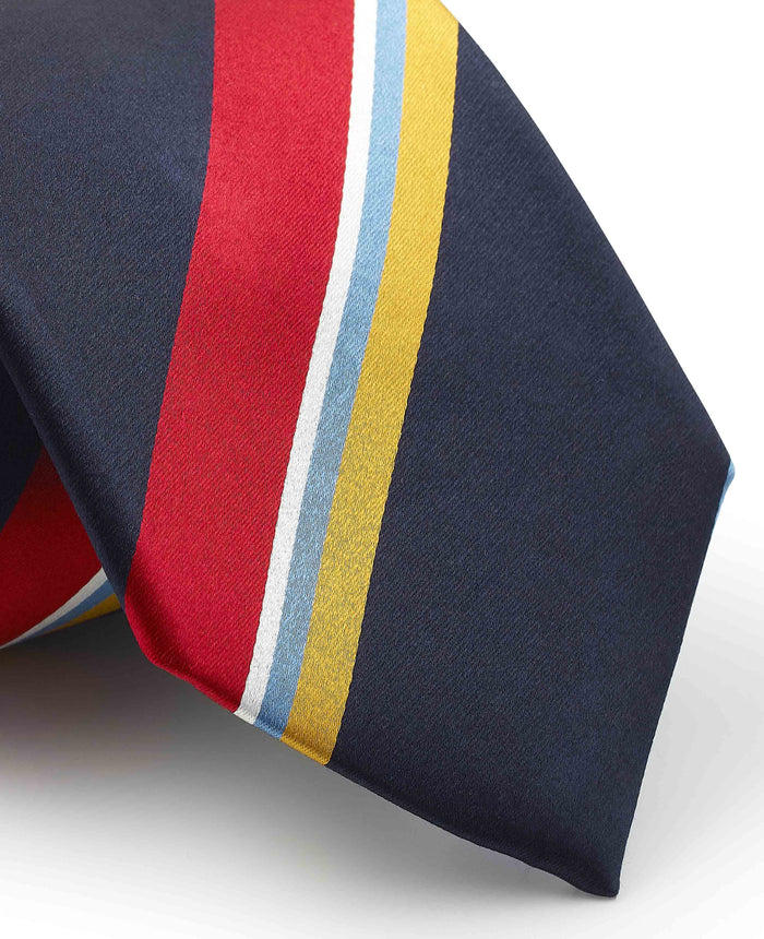 Men's Navy Variegated Stripe Silk Tie pattern detail