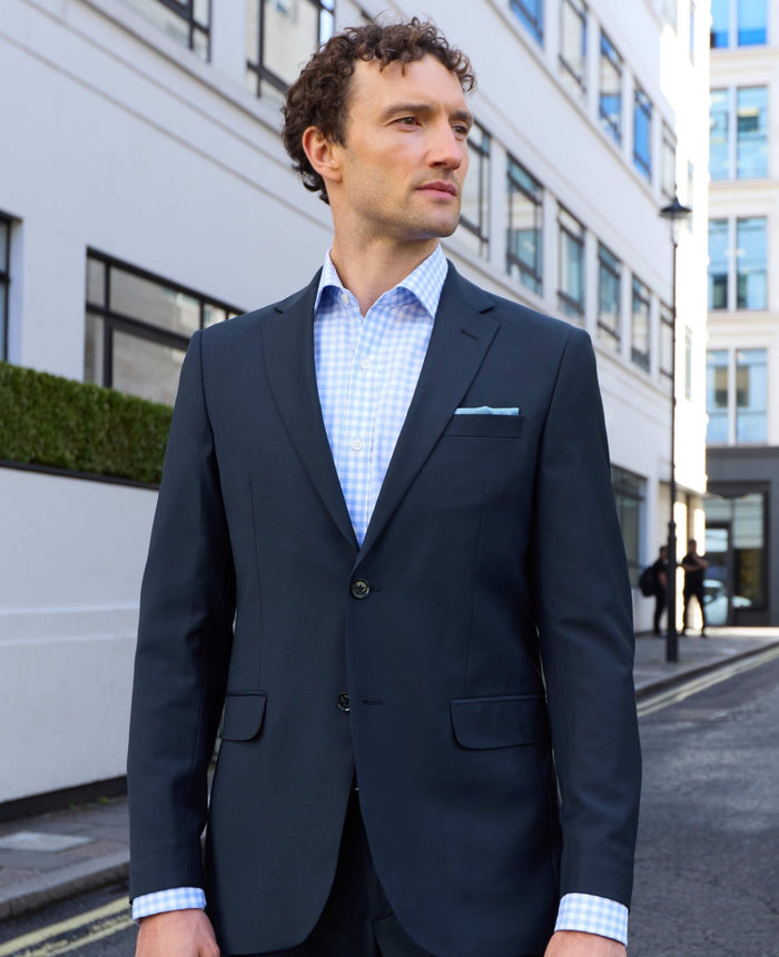 Men's Navy Wool-Blend Tailored Suit - One Size model shot