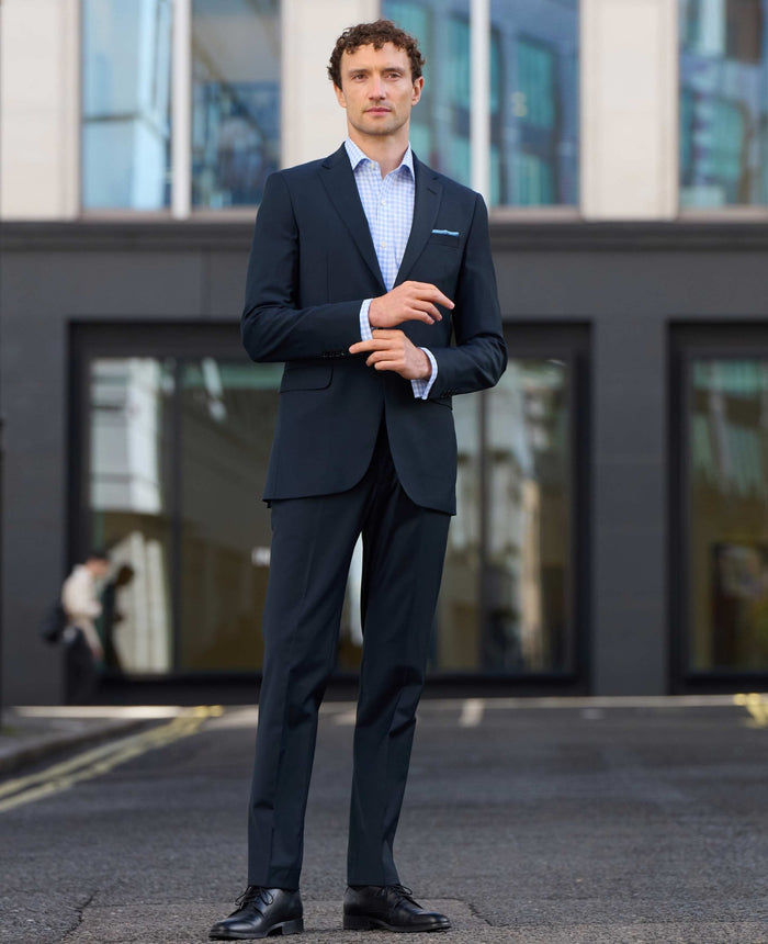 Men's Navy Wool-Blend Tailored Suit - One Size model shot