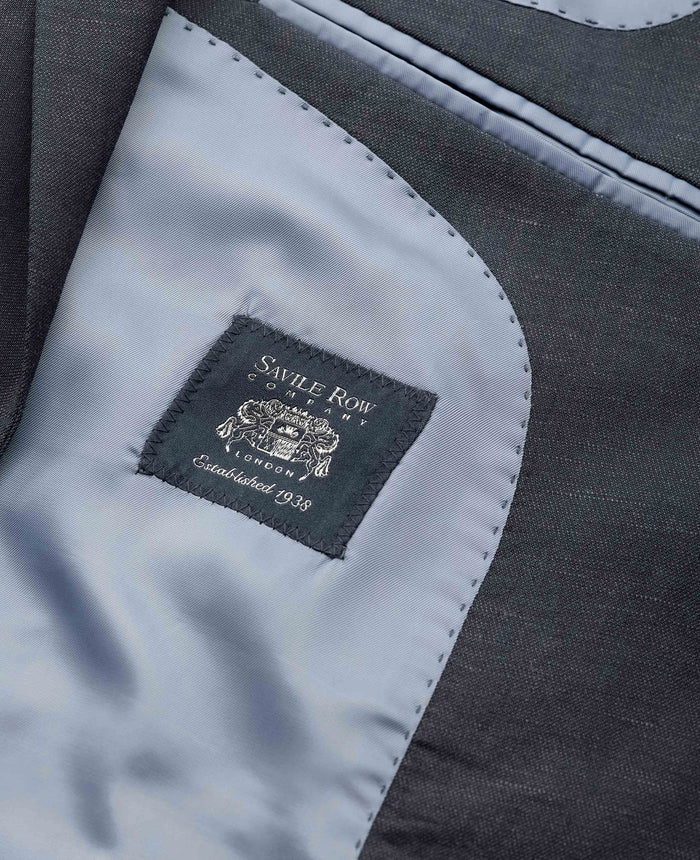 Men's Navy Wool Linen Blend Suit Jacket lining