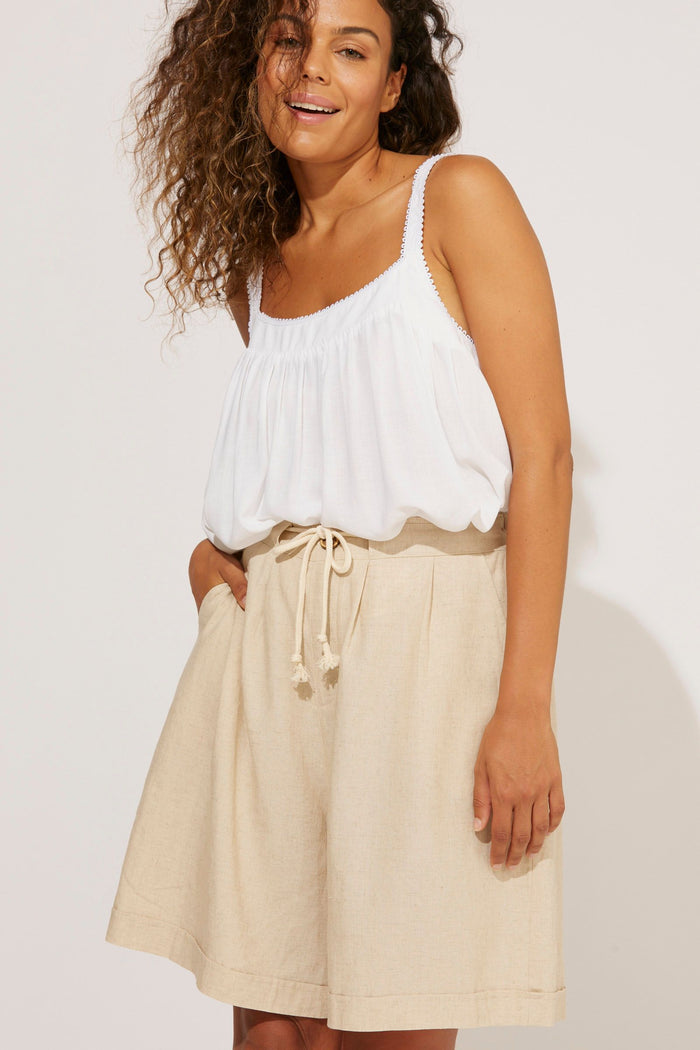 Relaxed-fit canvas bermuda shorts for women | Haven
