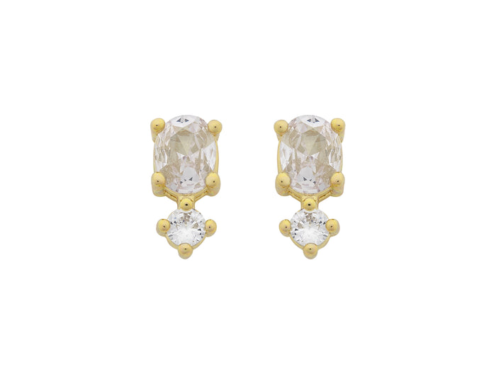 Nico Stud (Gold/Clear CZ)