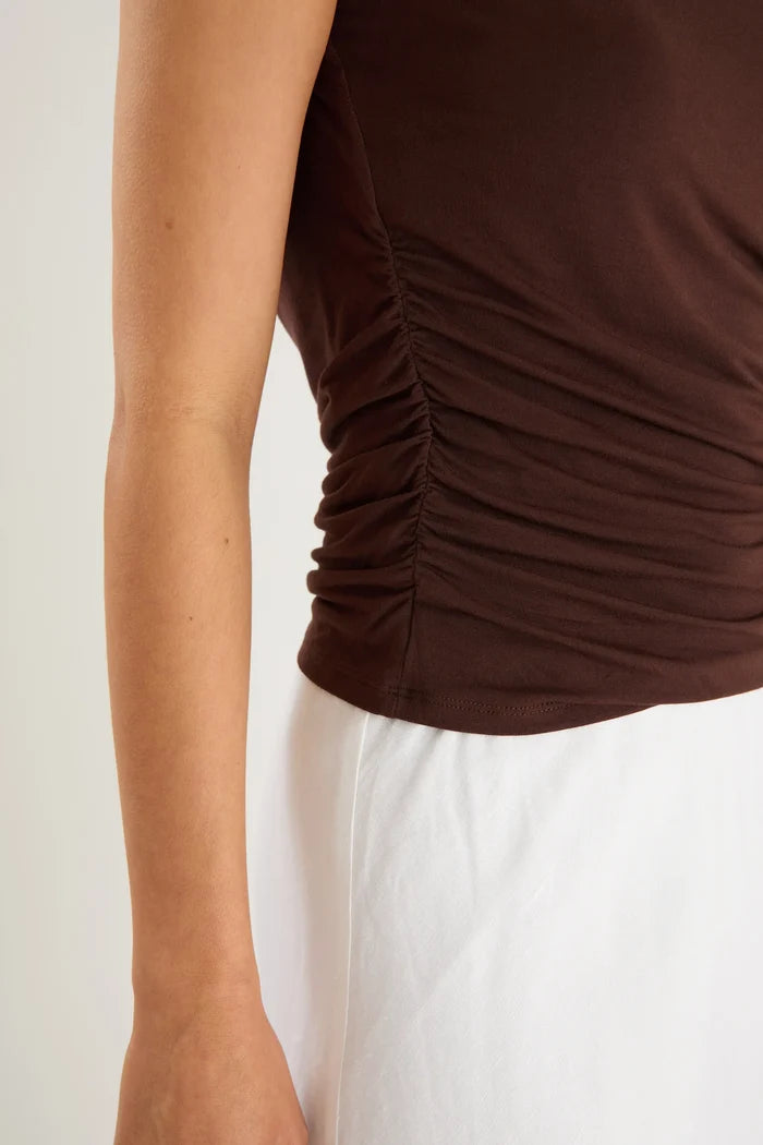 Nightlife Stretch Multi Fit Sleeveless Top (Chocolate)