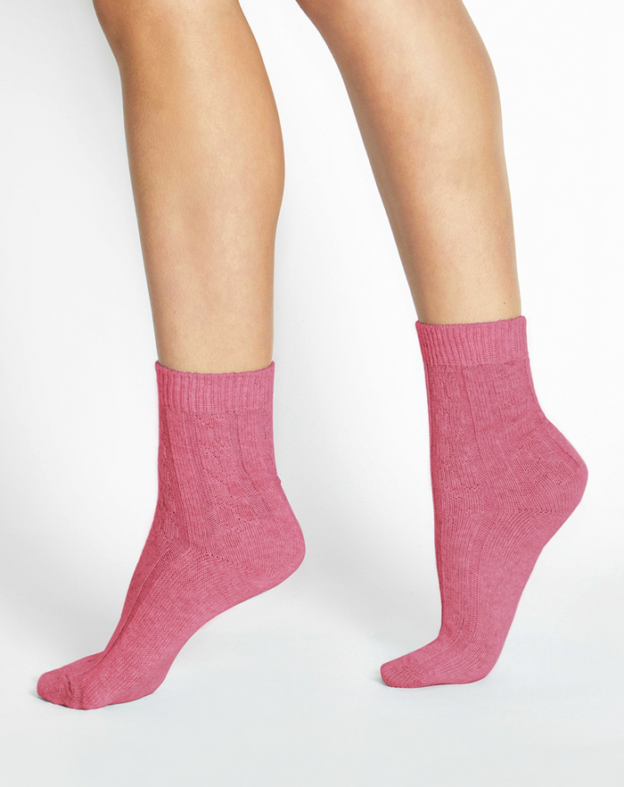 Levante Nina Wool Blend Cable Crew Sock in Rose | Women's Socks | Gretel Lane