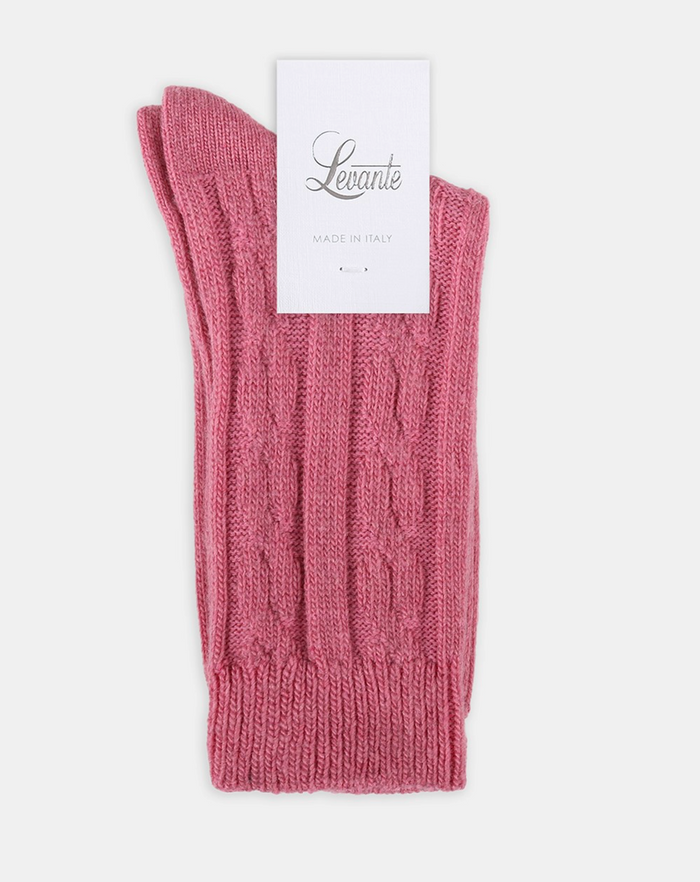 Levante Nina Wool Blend Cable Crew Sock in Rose | Women's Socks | Gretel Lane