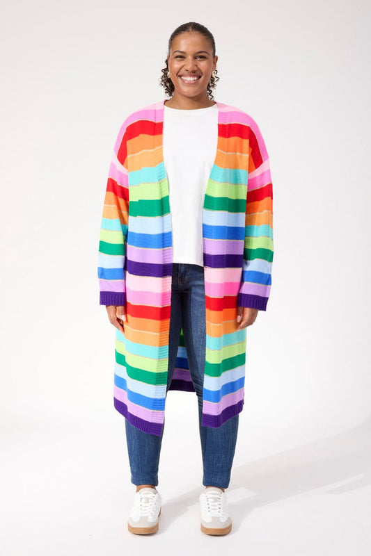 Haven Women's Longline Rainbow Stripe Niseko Cardigan | Gretel Lane
