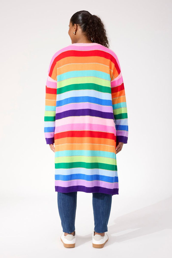 Haven Women's Longline Rainbow Stripe Niseko Cardigan | Gretel Lane